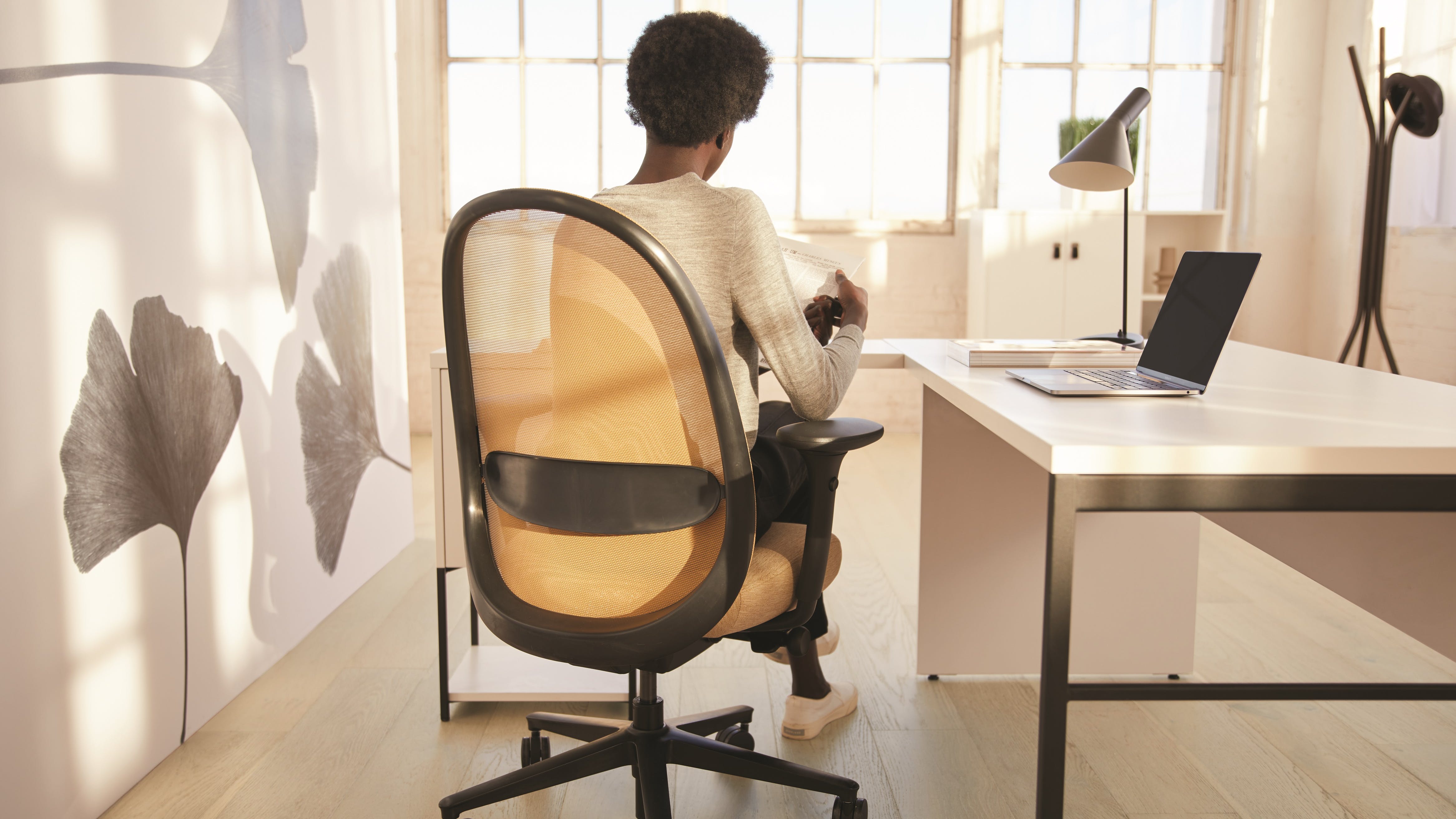Teknion's Tone chair in performance ochre.