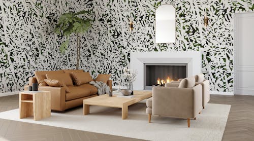 Foilage wallcovering in Ivy by Innovations