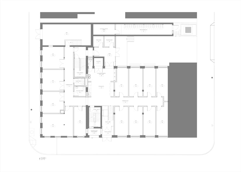 First floor plan for Silk Screen Studios.