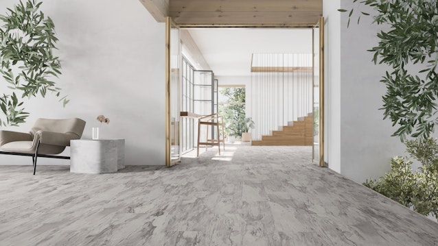 Mohawk Group's Taking Root luxury vinyl tile featuring Zone Lines.
