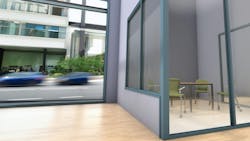 Tubelight&apos;s INT14 Interior Flush Glaze Framing secures the glass windows.