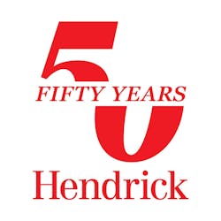 Hendrick celebrates 50 years in business in 2024, illustrated in the 50 years logo.