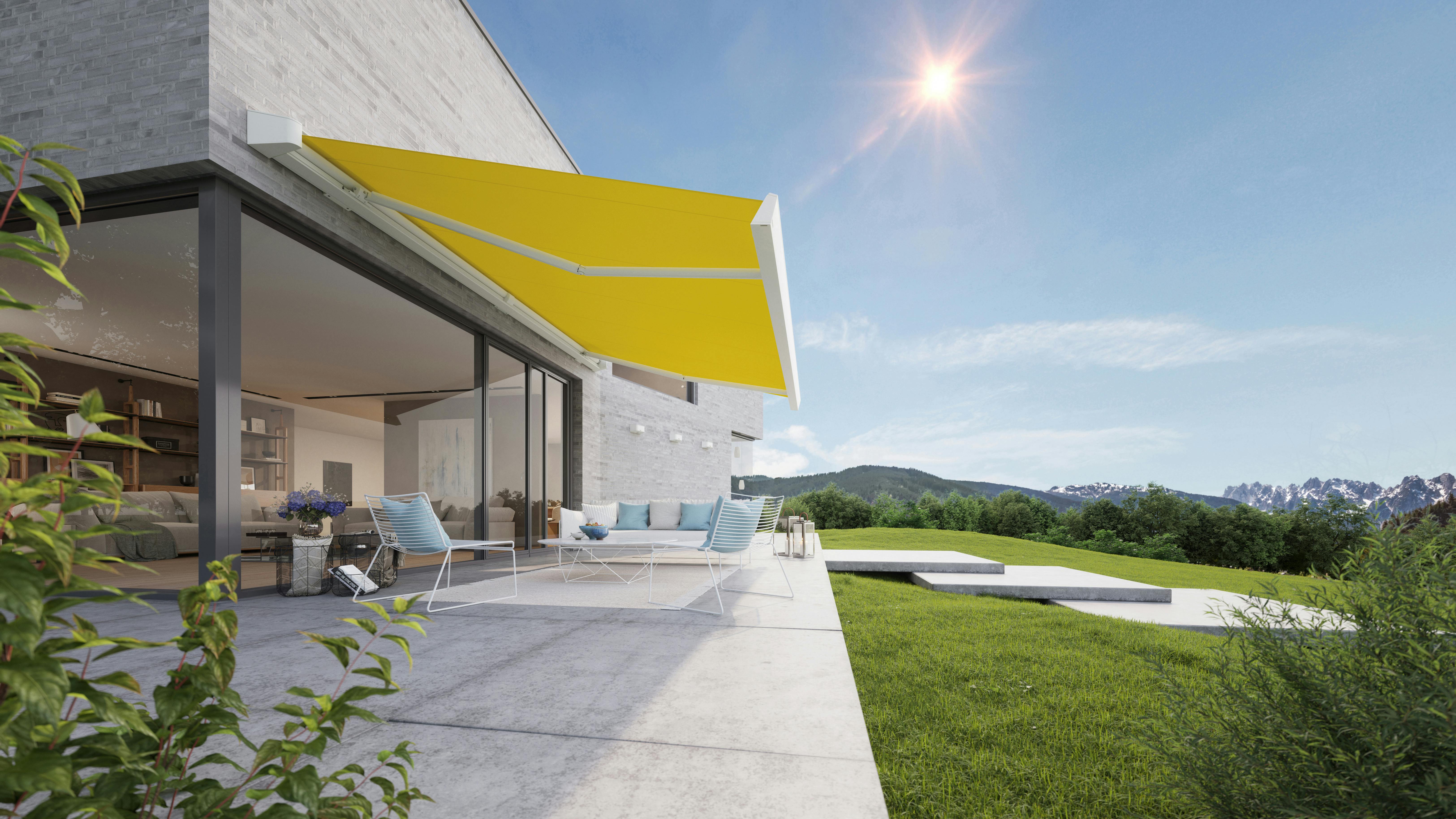 The Markilux MX-4 awning in yellow.