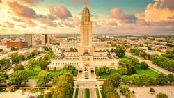 Lincoln, Nebraska, skyline and Nebraska State Capitol building. Lincoln, Nebraska, skyline and Nebraska State Capitol building.