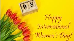 International Women's Day stock image with flowers and March 8