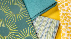 The LebaTex sustainable Tidal collection in greens and yellows.
