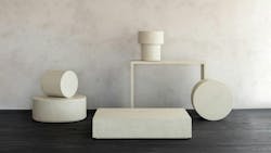 Ethnicraft&apos;s Elements collection features several pieces made from microcement material.