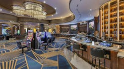 Pequot symbols are interwoven in the geometry of the carpet design at the Woodlands Casino at Foxwoods, honoring Mashantucket Pequot Tribe&rsquo;s history as the owner and operator of the world&rsquo;s largest casino resort in rural Mashantucket, Conn.