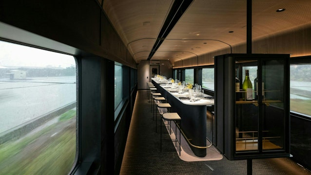 The Moving Kitchen is the ultimate in experiential design as an intimate restaurant aboard a train, designed by JC Architecture & Design, in Taiwan.