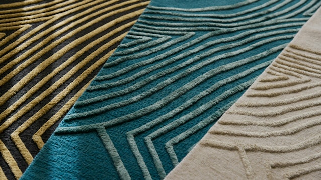 SHIIR rugs Landis collection available in Baroque, Cay, and Pearl.