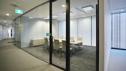 PurOptima Edge Affinity Plus glass door installed for a conference room.