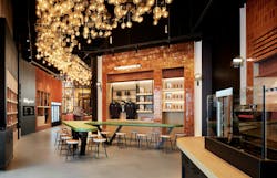 The whimsical light sculpture that flows through the space is reminiscent of the micro bubbles featured in most of Guinness' brand photography. The whimsical light sculpture that flows through the space is reminiscent of the micro bubbles featured in most of Guinness' brand photography.