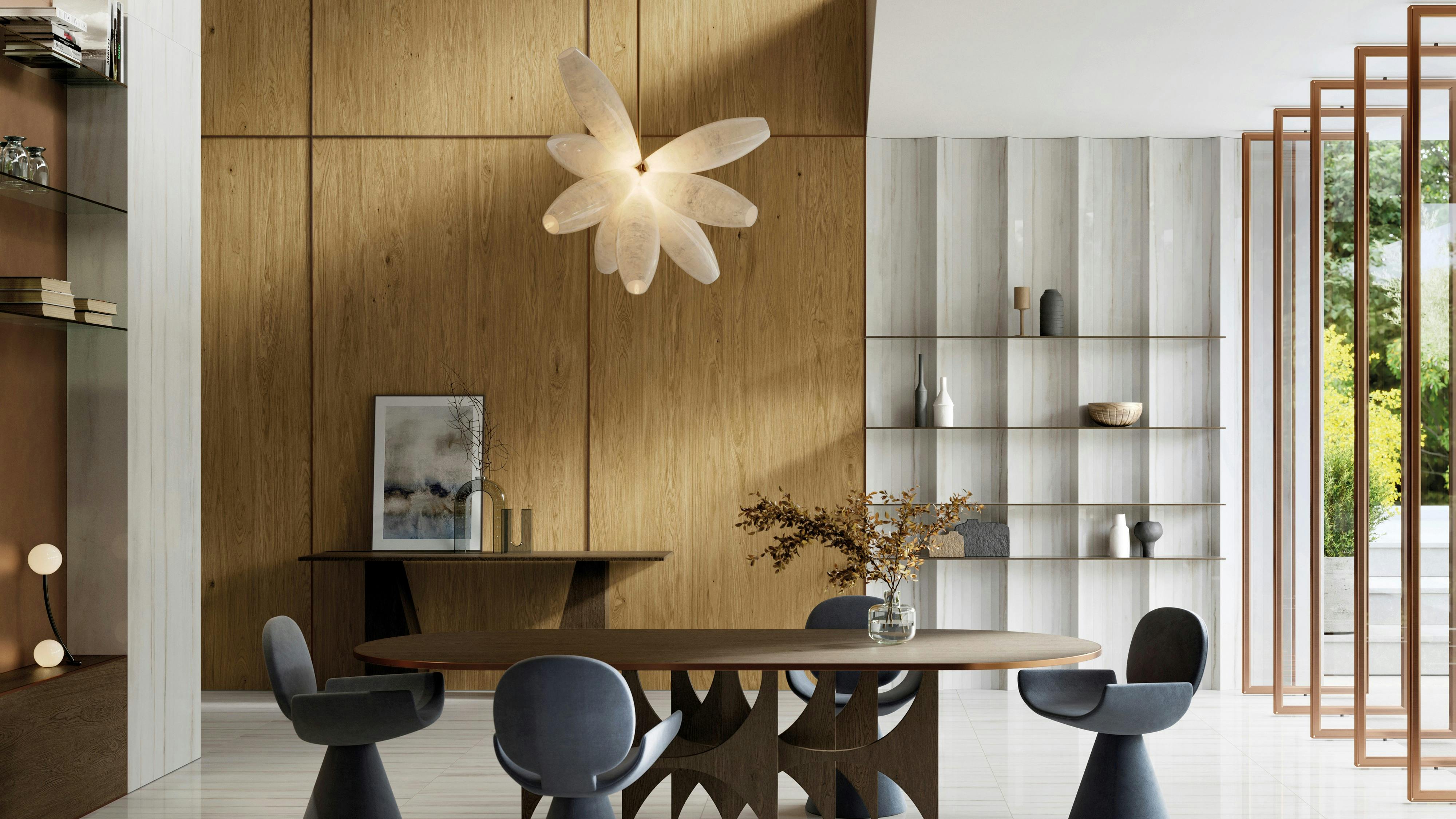 Xtone's Neda sintered stone wall in nature finish.