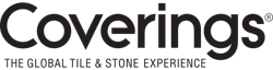 Coverings trade show logo with tagline, 'The Global Tile & Stone Experience.' Coverings trade show logo with tagline, 'The Global Tile & Stone Experience.'