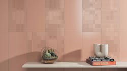 Crossville Coral ceramic wall tile in pearlescent flat and 3D finishes.