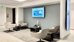 The Varanasi Equity Workspace features hybrid meeting technology for both in-person and virtual attendees, along with ADA-compliant upgrades to ensure inclusivity and accessibility for all. The Varanasi Equity Workspace features hybrid meeting technology for both in-person and virtual attendees, along with ADA-compliant upgrades to ensure inclusivity and accessibility for all.