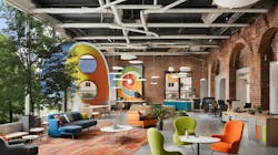 This Midjourney-generated rendering is from an AI Design Charette at SGA. Employees prompted this generative tool to deliver a hypothetical project for a tech company. This Midjourney-generated rendering is from an AI Design Charette at SGA. Employees prompted this generative tool to deliver a hypothetical project for a tech company.