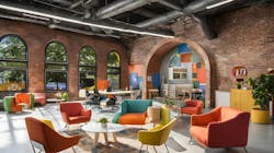 This Midjourney-generated rendering showcases a hypothetical project for a tech company as envisioned by an AI Design Charette at SGA. This Midjourney-generated rendering showcases a hypothetical project for a tech company as envisioned by an AI Design Charette at SGA.