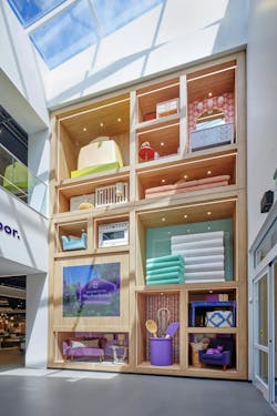 Wayfair's Willmette Store features a wall of products on display. Wayfair's Willmette Store features a wall of products on display.