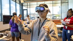 A camper explores using AR/VR technology for design purposes at Dallas-based architecture and design firm Corgan. A camper explores using AR/VR technology for design purposes at Dallas-based architecture and design firm Corgan.