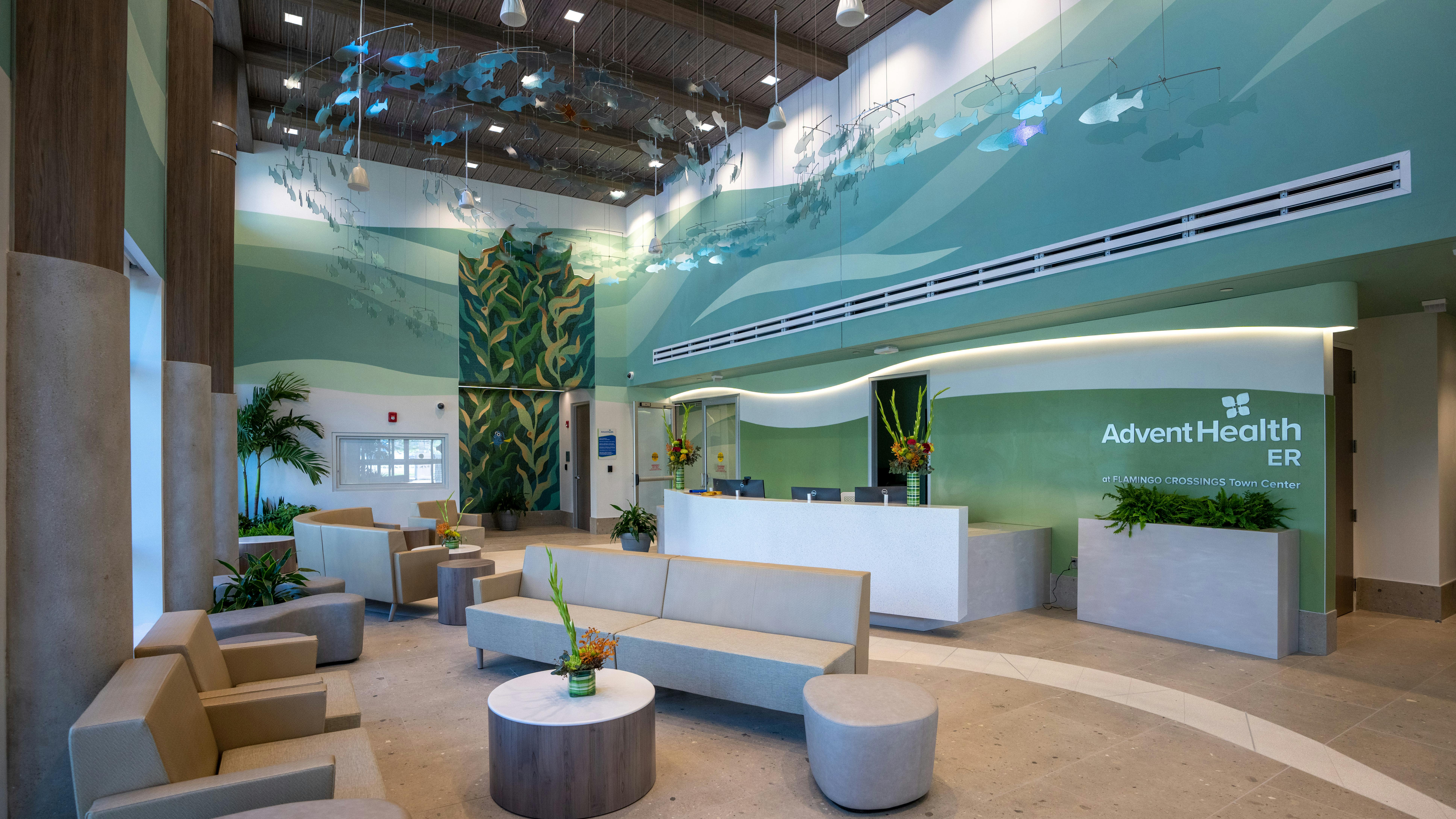 Artaic Vitreous glass tile installed at the Advent Health emergency room in Flamingo Crossings Town Center.