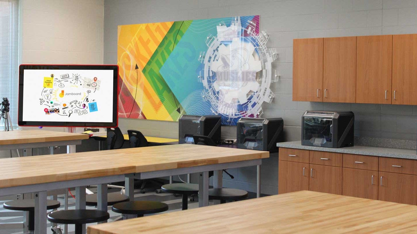 Makerspace capabilities can be incorporated into classrooms of all sizes.