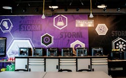 Science equipment storage custom manufactured for the makerspace and dropped power for added flexibility. Science equipment storage custom manufactured for the makerspace and dropped power for added flexibility.