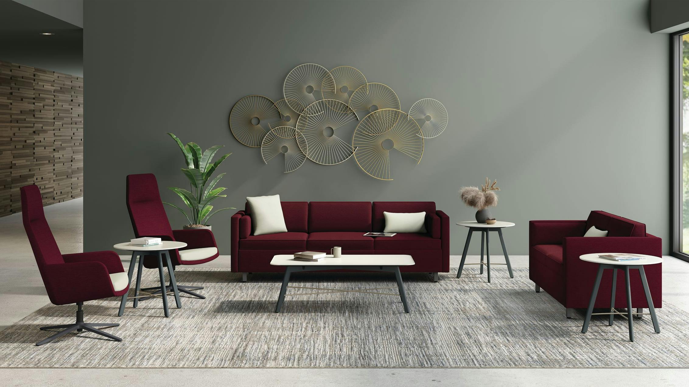 HBF Textile's Wine fabric is featured on Mav and West Hill Collections from The HON Company.