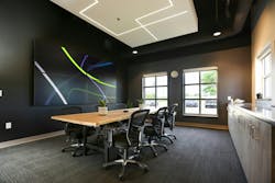 PureEdge Lighting’s TruLine 1A was also used in the conference room to create custom ceiling clouds. PureEdge Lighting’s TruLine 1A was also used in the conference room to create custom ceiling clouds.