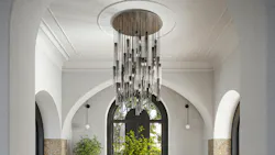 Tracy Glover Rain Chandelier hanging in an entry. Tracy Glover Rain Chandelier hanging in an entry.
