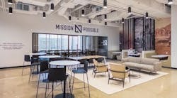 Lounge area at new Noble office featuring cafe and lounge seating. Lounge area at new Noble office featuring cafe and lounge seating.