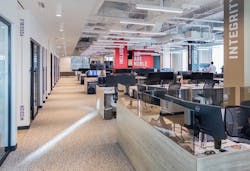 A row of workstations in the new Noble offices designed by Dyer Brown. A row of workstations in the new Noble offices designed by Dyer Brown.