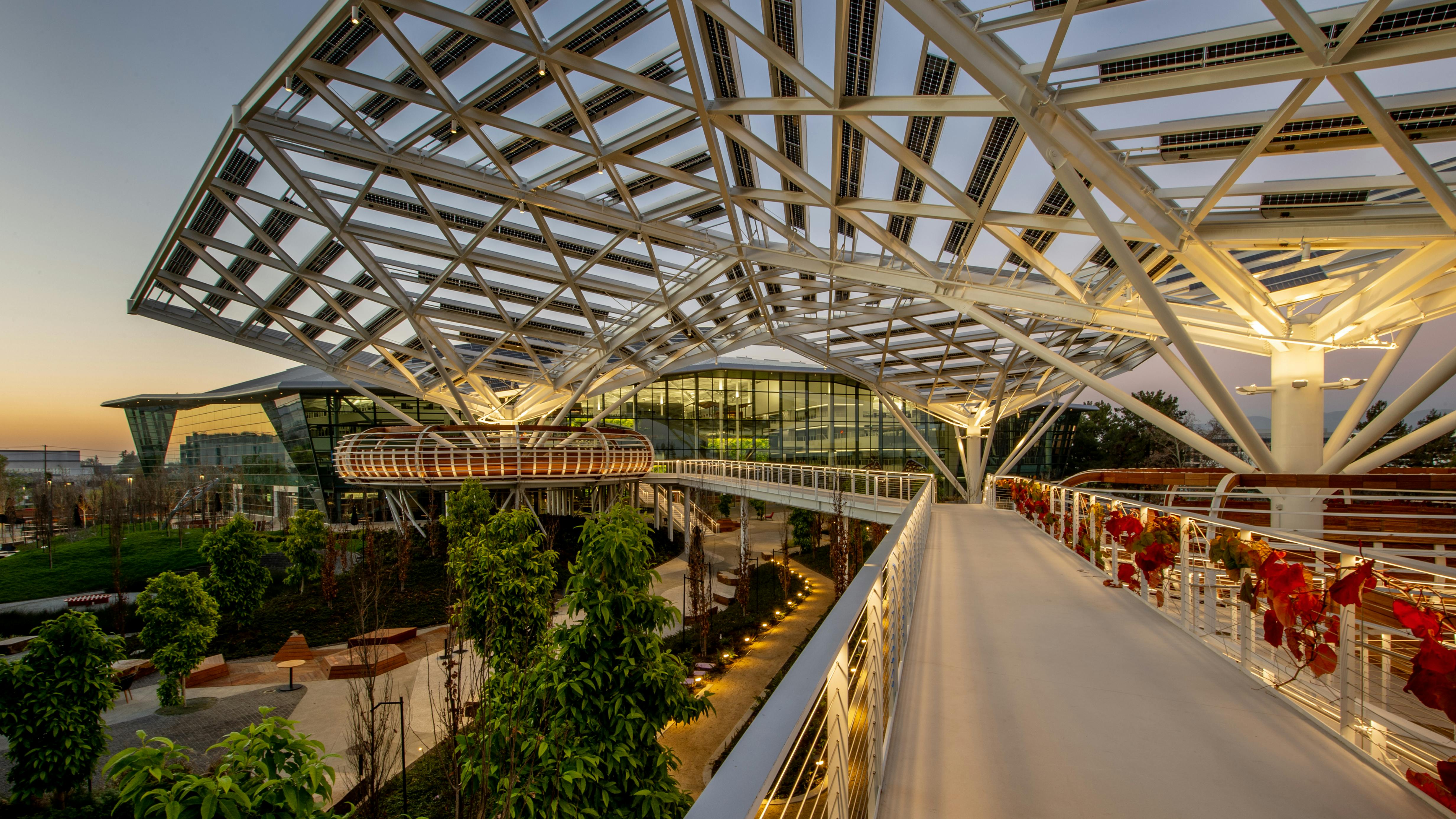 Known locally as &ldquo;The Treehouse&rdquo;, this distinctive solar panel installation provides power for the Nvidia Voyager building&rsquo;s 750,000 square feet of office space. It also provides shade and outdoor seating for employees.
