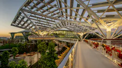 Known locally as “The Treehouse”, this distinctive solar panel installation provides power for the Nvidia Voyager building’s 750,000 square feet of office space. It also provides shade and outdoor seating for employees.