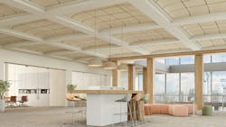 Arcade acoustic ceiling tiles in a reception area. Arcade acoustic ceiling tiles in a reception area.