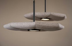 The Hikari acoustic pendant lamp was inspired by Gothic arches. The Hikari acoustic pendant lamp was inspired by Gothic arches.