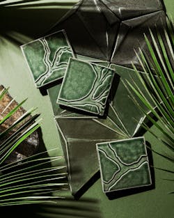 Star Tile three-dimensional tile layout in jungle green Star Tile three-dimensional tile layout in jungle green