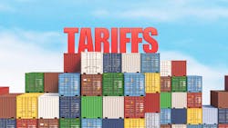 Tariffs 3D illustration shipping containers Tariffs 3D illustration shipping containers