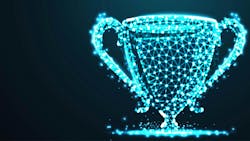 3D trophy wireframe graphic 3D trophy wireframe graphic