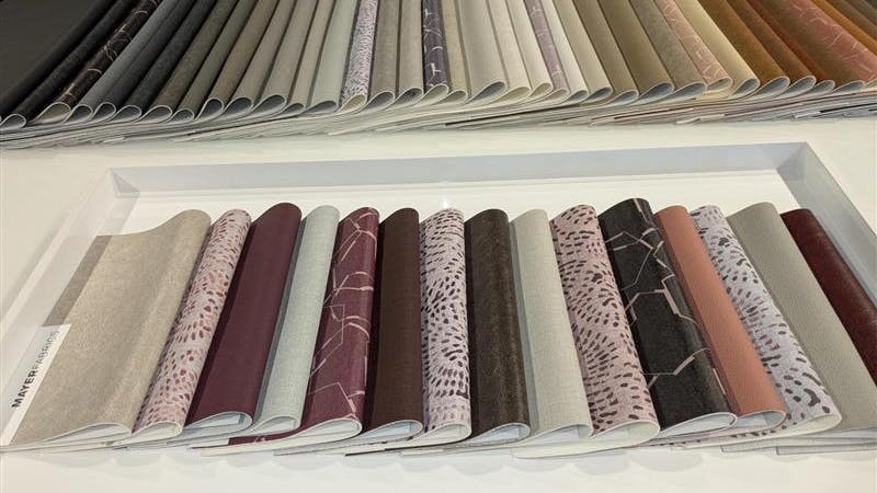 Hyphyn, a biodegradable vinyl on display at NeoCon 2025.