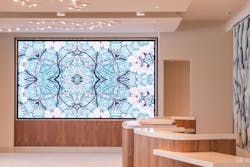 Art installations in the LUMA hotel's lobby reflect the ocean-inspired color palette and the original marshlands of the San Francisco site. Art installations in the LUMA hotel's lobby reflect the ocean-inspired color palette and the original marshlands of the San Francisco site.