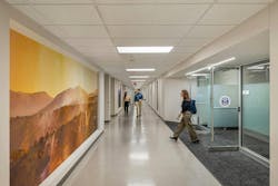 Artist Adam Cvijanovic’s floor-to-ceiling custom paintings at the Bean Federal Center feature picturesque landscapes of battlefields where American military conflicts have been fought. Artist Adam Cvijanovic’s floor-to-ceiling custom paintings at the Bean Federal Center feature picturesque landscapes of battlefields where American military conflicts have been fought.