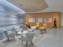 Furnishings and wallcoverings in the healthcare facility are both stylish and bleach cleanable. Furnishings and wallcoverings in the healthcare facility are both stylish and bleach cleanable.
