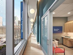 FCA Montefiore Manhattan West Circulation Perimeter with large windows for views and natural illumination. FCA Montefiore Manhattan West Circulation Perimeter with large windows for views and natural illumination.