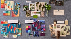 Frixione's mood board incorporates biophilic elements from organic forms and plant-inspired motifs, which resulted in a meaningful textile with visual appeal. Frixione's mood board incorporates biophilic elements from organic forms and plant-inspired motifs, which resulted in a meaningful textile with visual appeal.