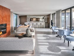 Inspir Embassy Row DC rooftop lounge with enclosed fireplace, bar counter, and plush seating Inspir Embassy Row DC rooftop lounge with enclosed fireplace, bar counter, and plush seating