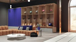 Hotel lounge area designed to appeal to running enthusiasts visiting the area Hotel lounge area designed to appeal to running enthusiasts visiting the area