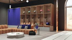 Hotel lounge area designed to appeal to running enthusiasts visiting the area Hotel lounge area designed to appeal to running enthusiasts visiting the area