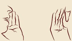 Hands cupped telling secret line drawing Hands cupped telling secret line drawing