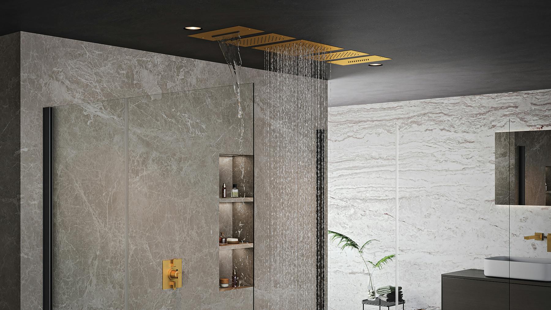 When combined, the Rainshower, Motion Showerhead and Waterfall Showerhead create a soothing spa-like experience for the bathroom.